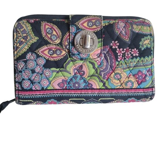 vera bradley turnlock wallet signature cotton paisley pattern 8" X 5" - Picture 1 of 5